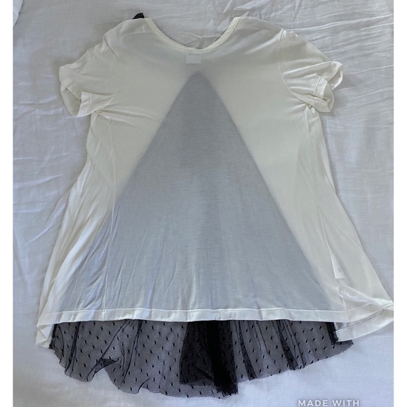 RED Valentino Lace Bow Detail Hi Lo Jersey Tee - Picture 2 of 6